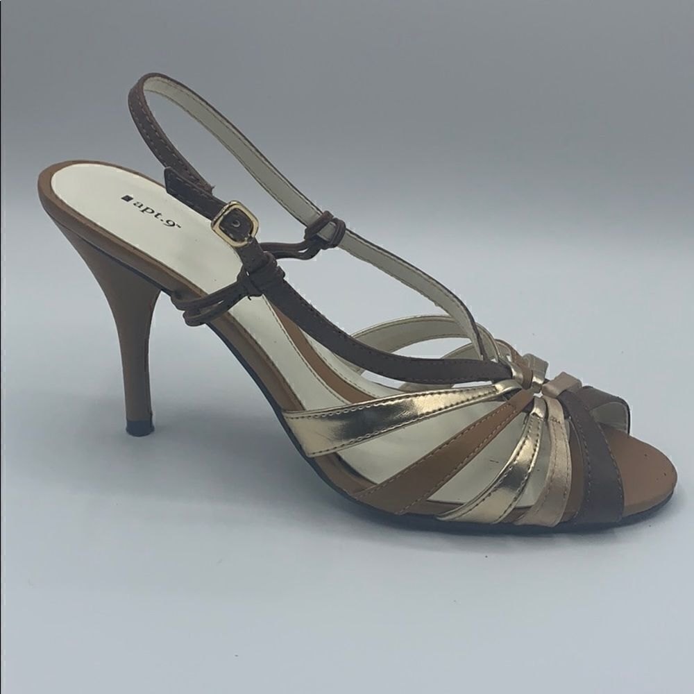 Apt. 9 gold and brown sandal heel size 8